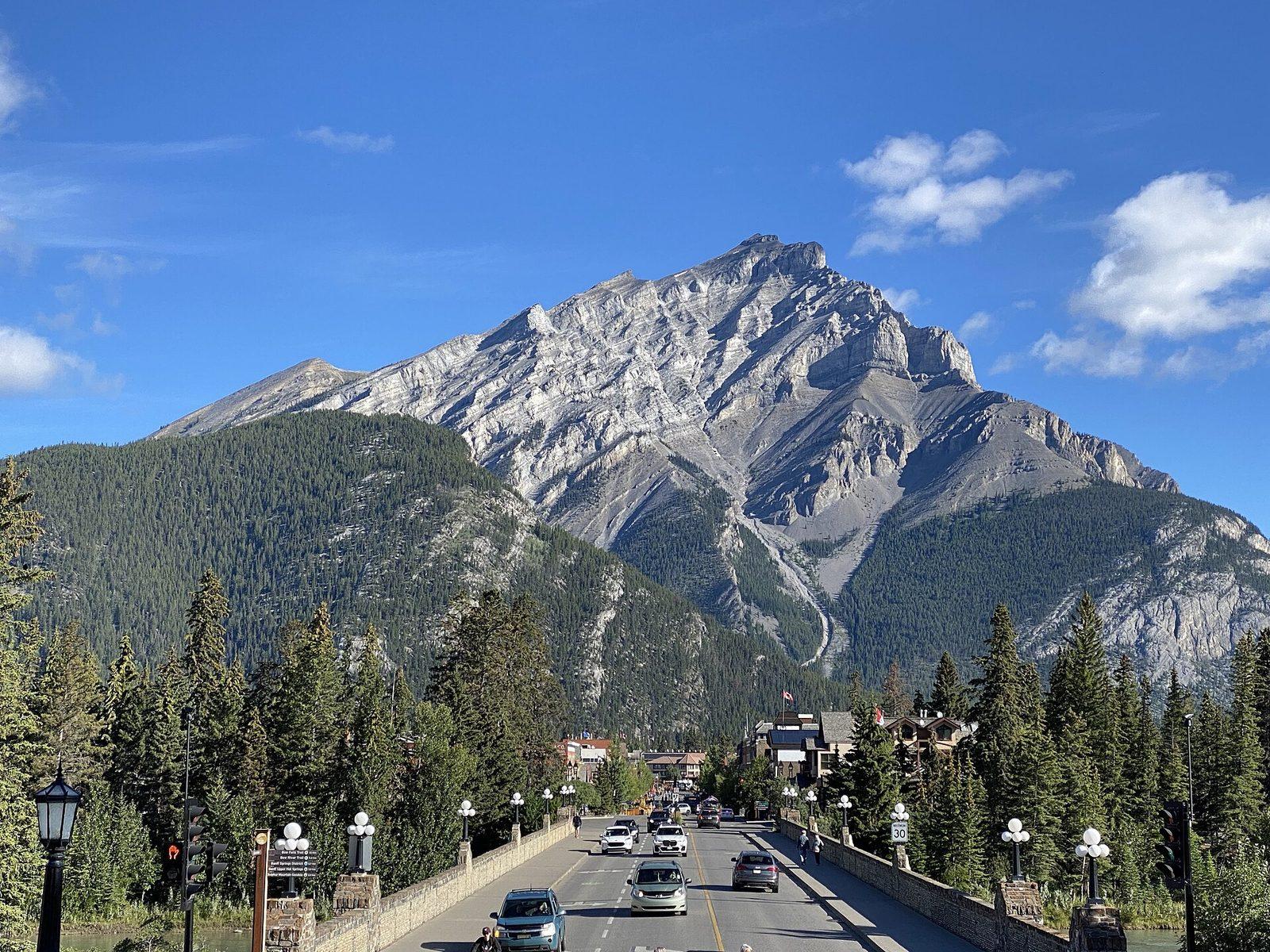 Banff Avenue facing Cascade Mountain in Banff townsite