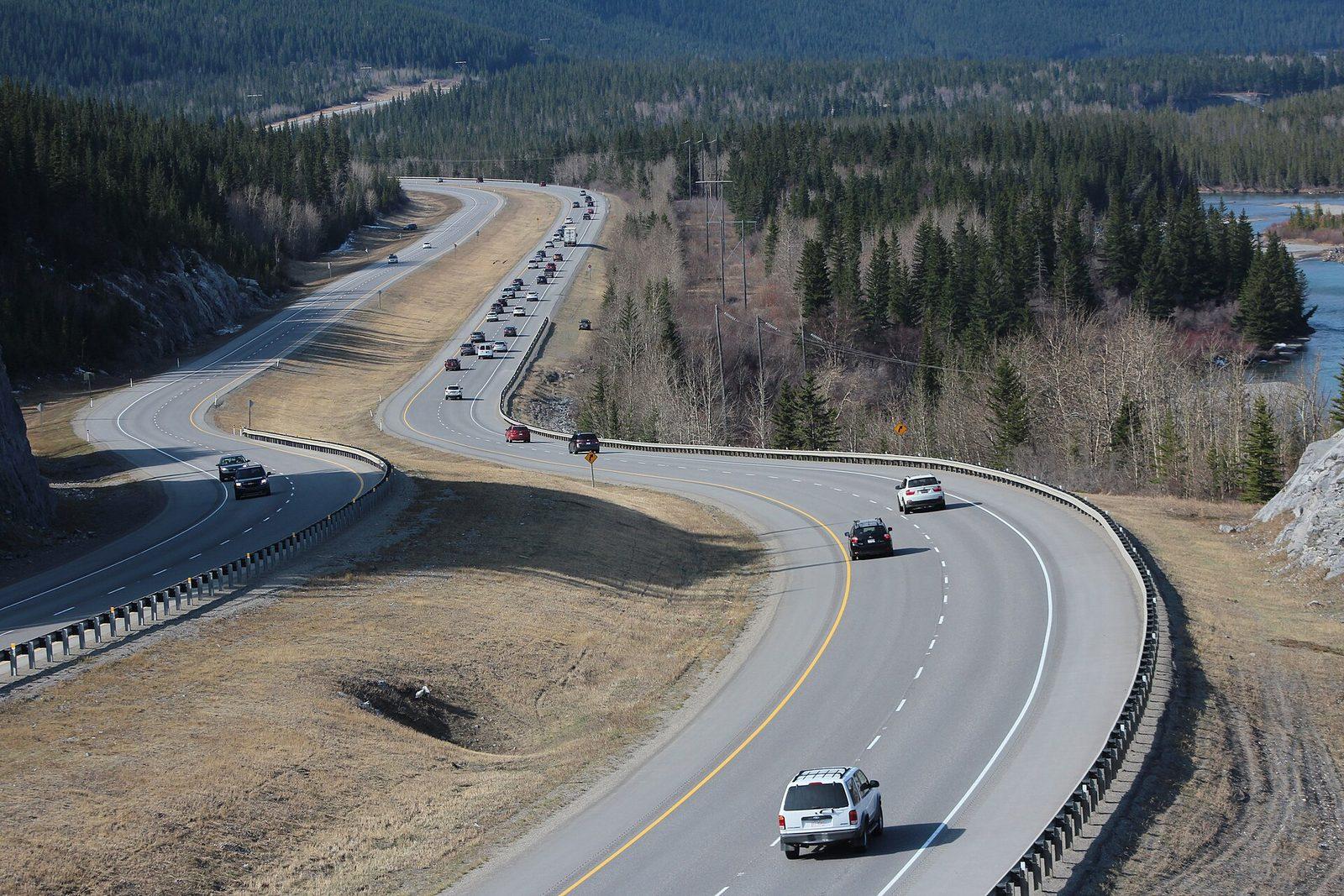 Bow Valley corridor looking west toward Banff and Canmore mountain bases